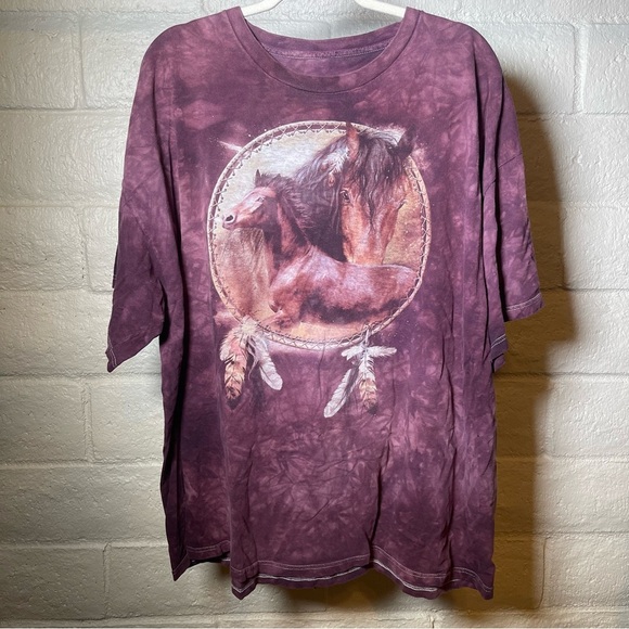 The Mountain Maroon Burgundy Tie-Dye Horses in Dreamcatcher - Picture 1 of 5